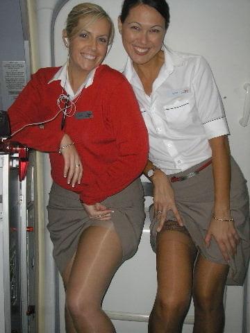 25P air stewardess oopps stockings