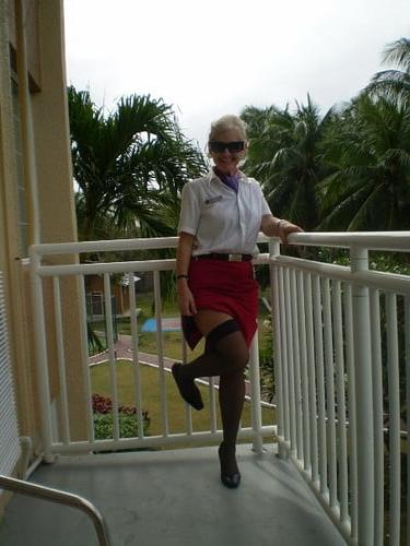 25P air stewardess oopps stockings