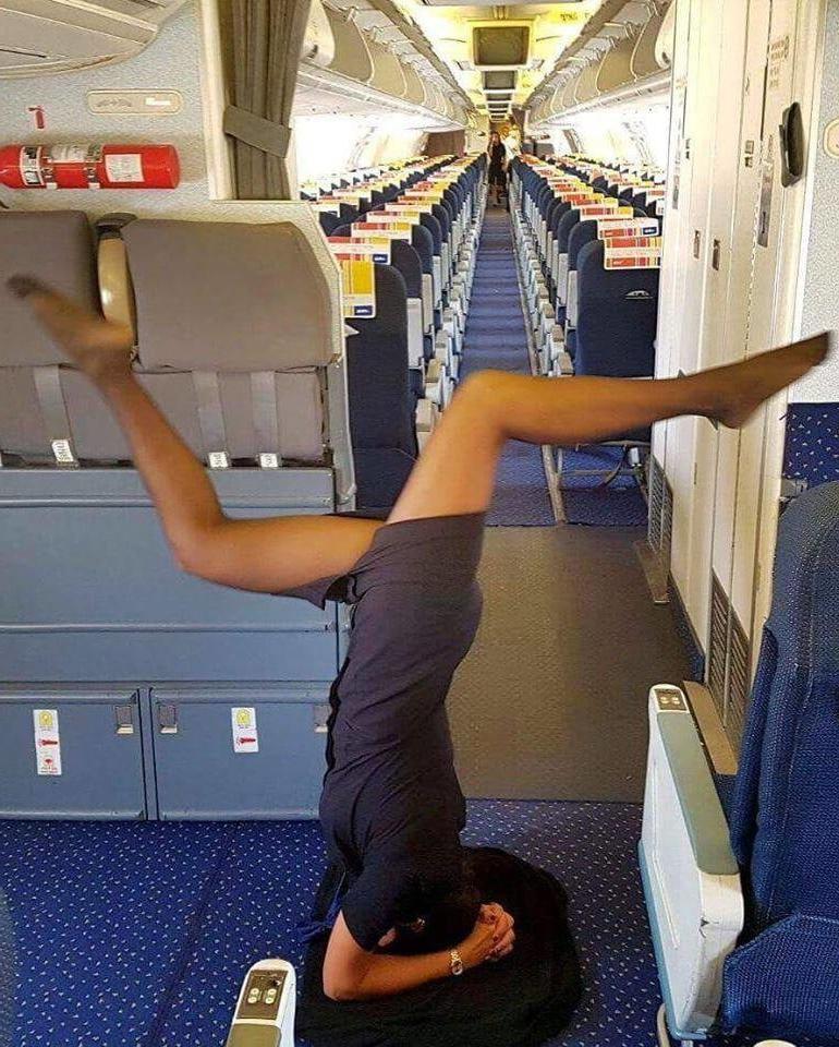 25P air stewardess oopps stockings