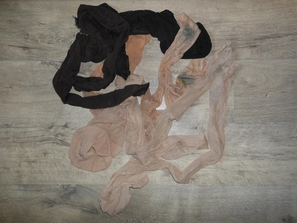 11P My wife's well worn pantyhose and shoes for cum