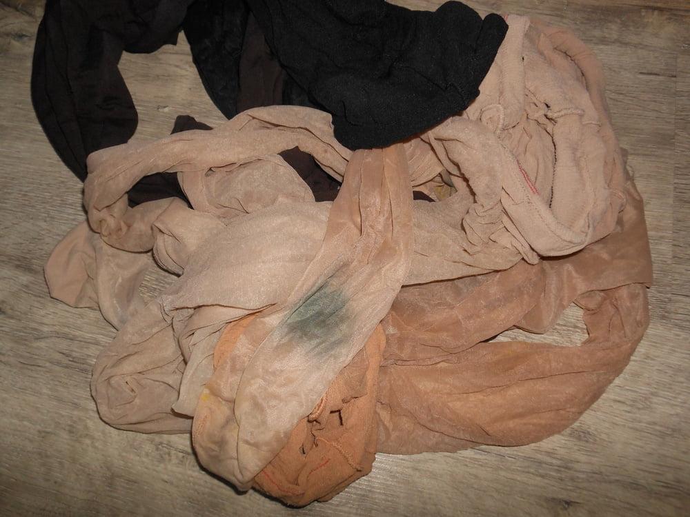 11P My wife's well worn pantyhose and shoes for cum
