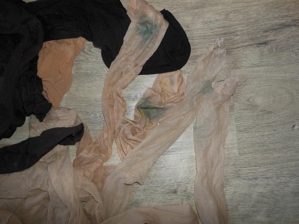 11P My wife's well worn pantyhose and shoes for cum
