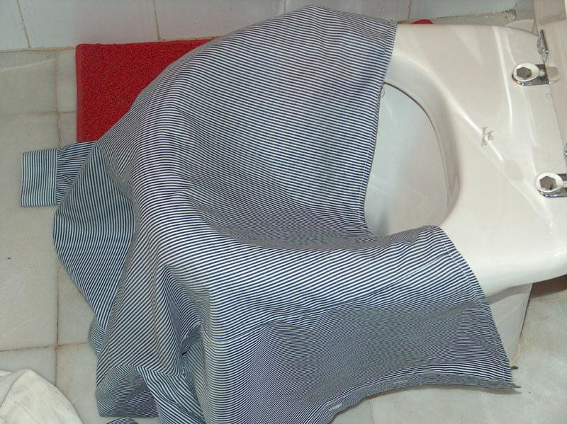 25P blue striped blouse 2 pissed