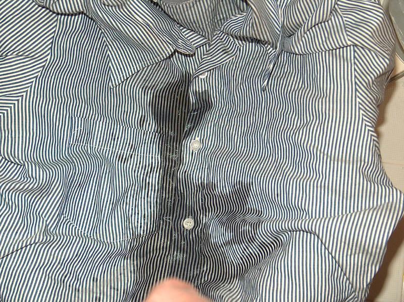 25P blue striped blouse 2 pissed