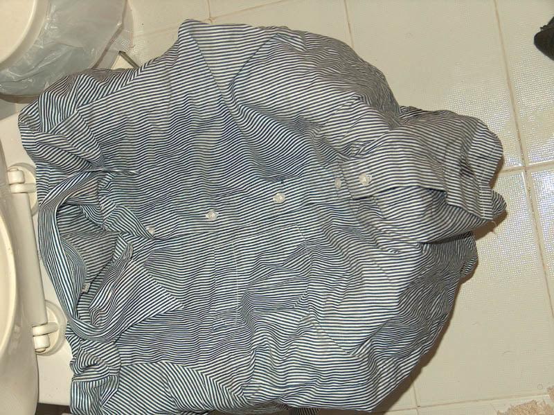 25P blue striped blouse 2 pissed