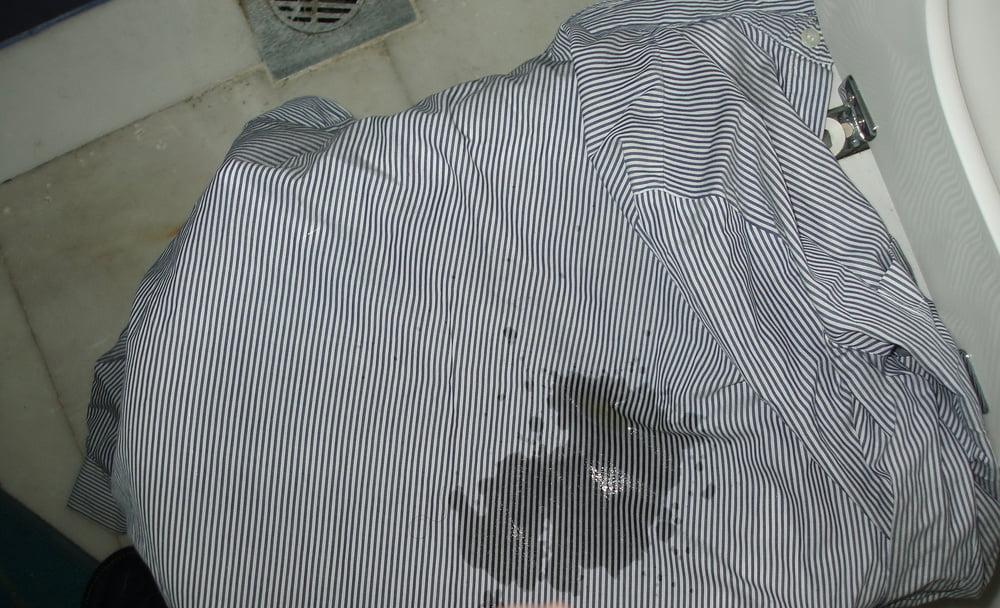 25P blue striped blouse 2 pissed