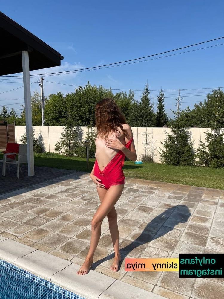 6P Slim skinny girl resting in the pool