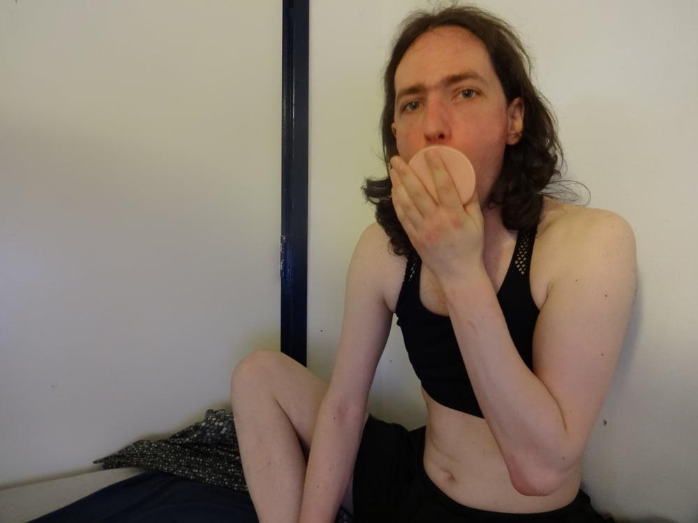 9P Sissy playing with her dildo's.