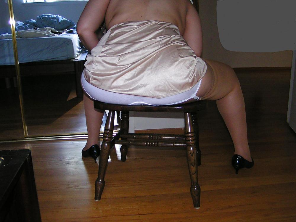19P Plumper In Vintage Gartered Panty and Suntan RTH Stockings