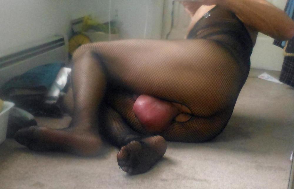 11P Ass balls black fishnet stockings