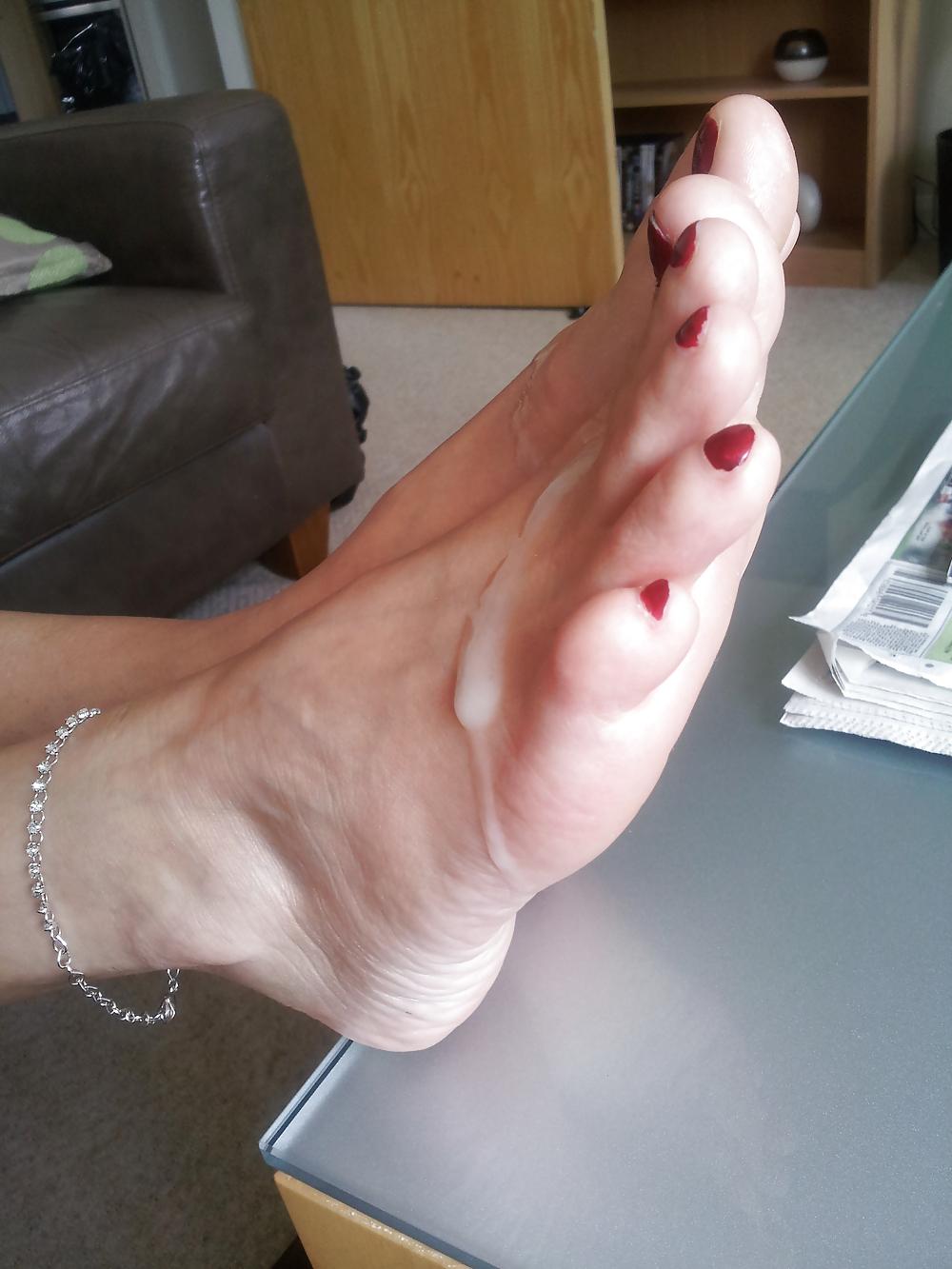 9P More of my cum covered feet 