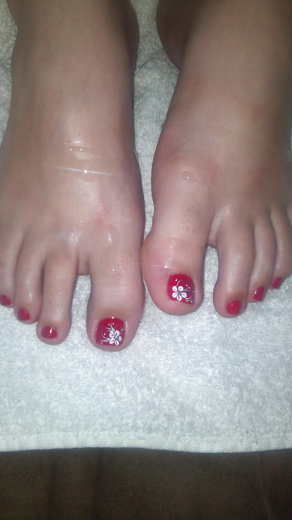 6P My feet covered in hot sticky cum
