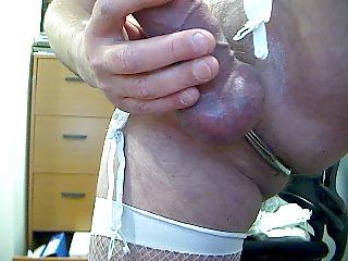 15P White Fishnets, Stockings and Single Ball Anal Cockring