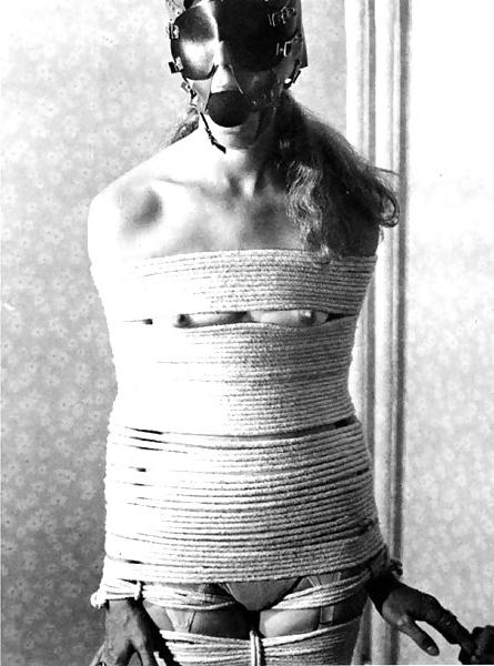 14P Vintage girl getting very tied up