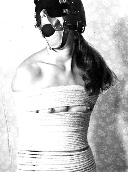 14P Vintage girl getting very tied up