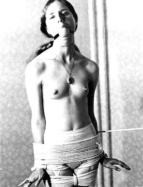 14P Vintage girl getting very tied up