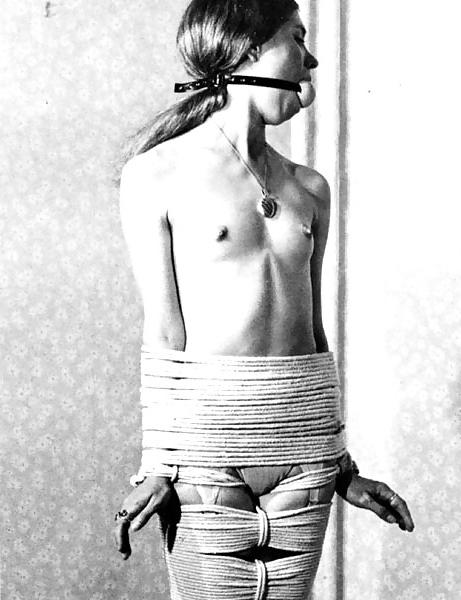14P Vintage girl getting very tied up