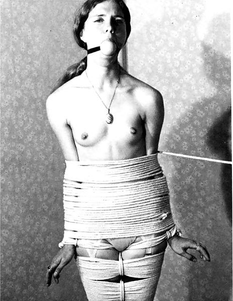 14P Vintage girl getting very tied up