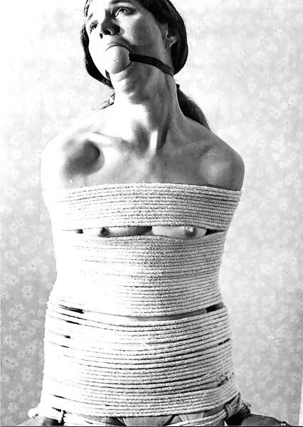 14P Vintage girl getting very tied up