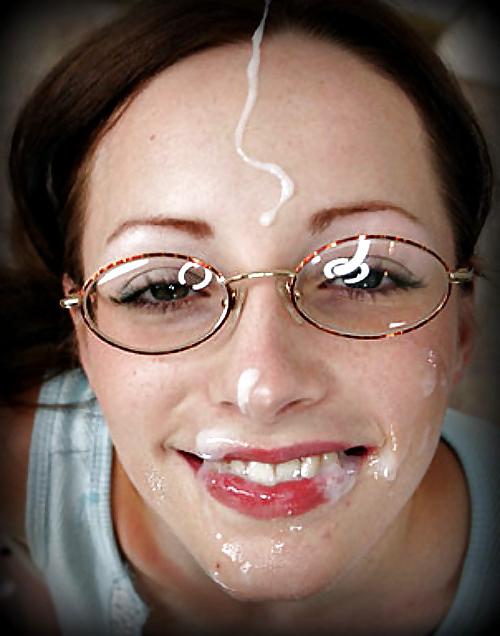 25P Cum on face and glasses. Jizz happy girls.