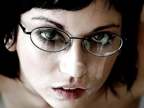 25P Cum on face and glasses. Jizz happy girls.