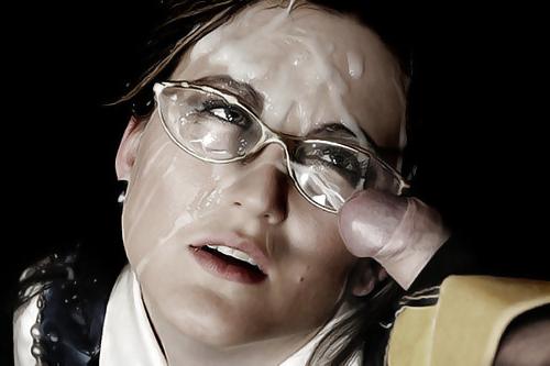 25P Cum on face and glasses. Jizz happy girls.