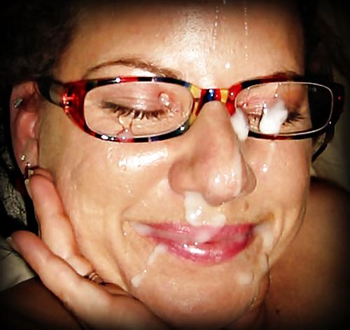 25P Cum on face and glasses. Jizz happy girls.