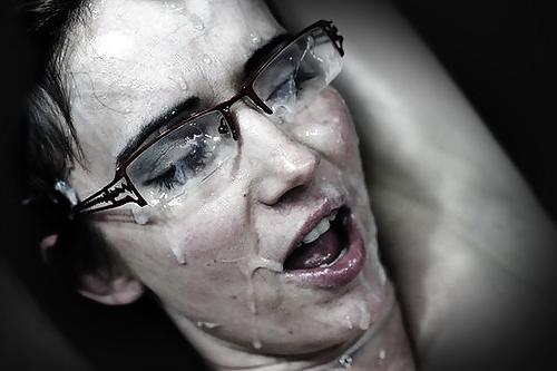 25P Cum on face and glasses. Jizz happy girls.