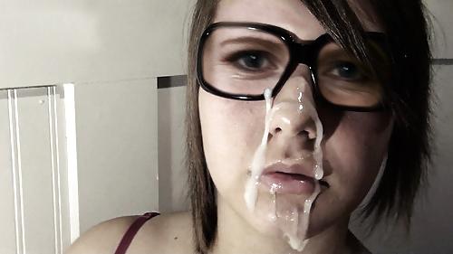 25P Cum on face and glasses. Jizz happy girls.