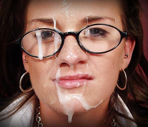25P Cum on face and glasses. Jizz happy girls.
