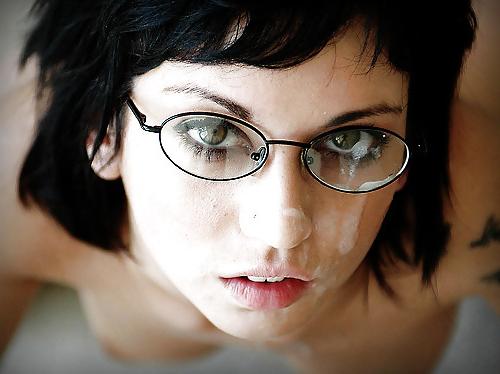 25P Cum on face and glasses. Jizz happy girls.