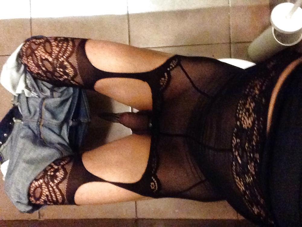 12P Flashing in crotchless panties in straight pub toilet