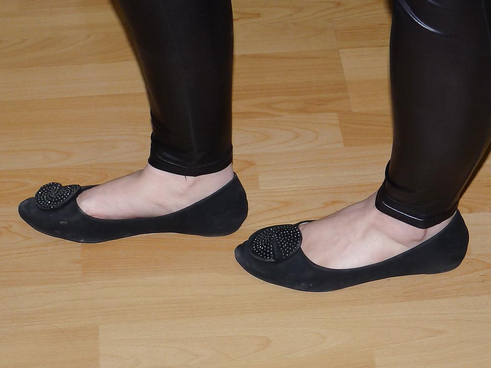 25P Wifes sexy black leather ballerina ballet flats shoes 2