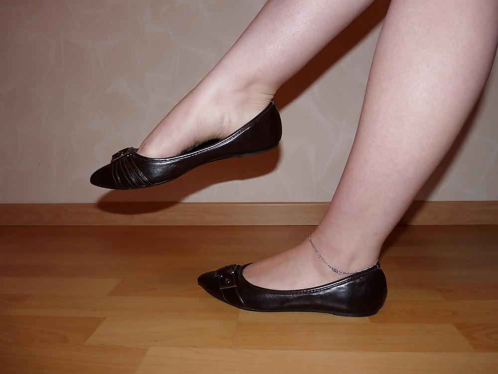 25P Wifes sexy black leather ballerina ballet flats shoes 2