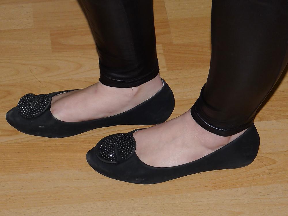 25P Wifes sexy black leather ballerina ballet flats shoes 2