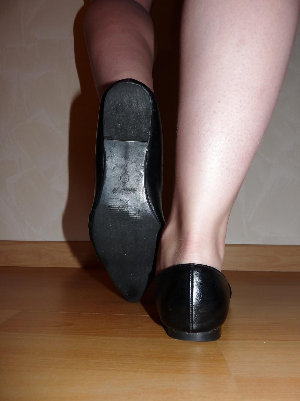 25P Wifes sexy black leather ballerina ballet flats shoes 2
