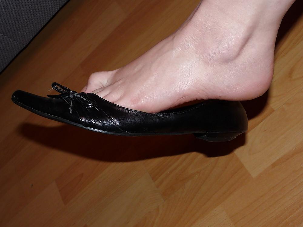 25P Wifes sexy black leather ballerina ballet flats shoes 2