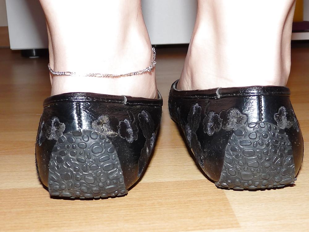 25P Wifes sexy black leather ballerina ballet flats shoes 2