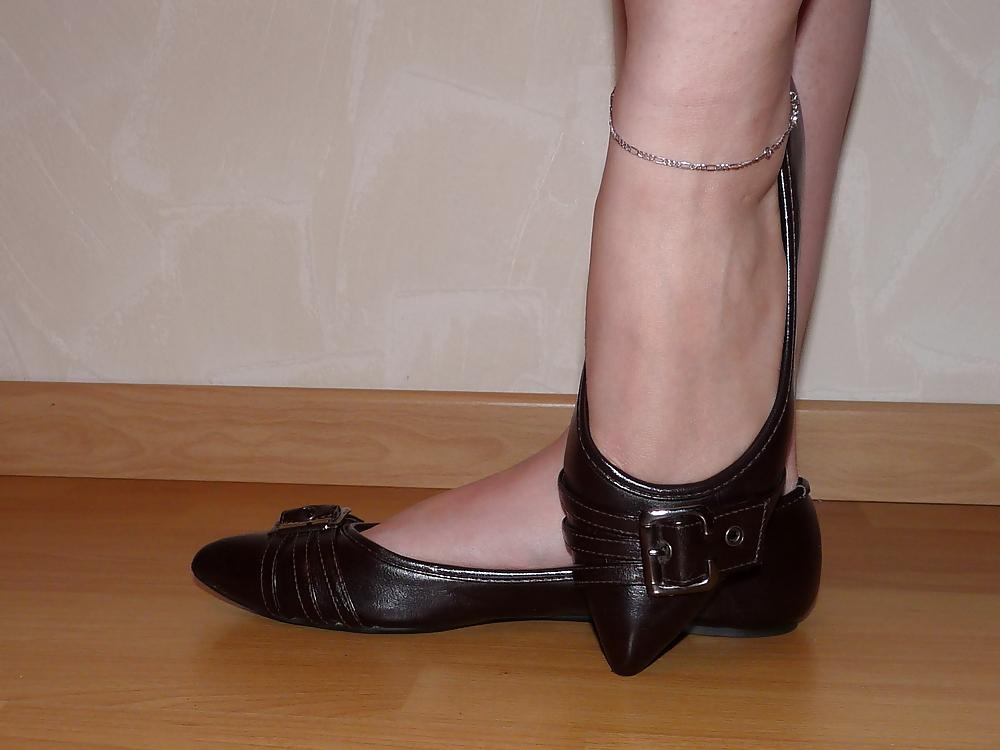 25P Wifes sexy black leather ballerina ballet flats shoes 2