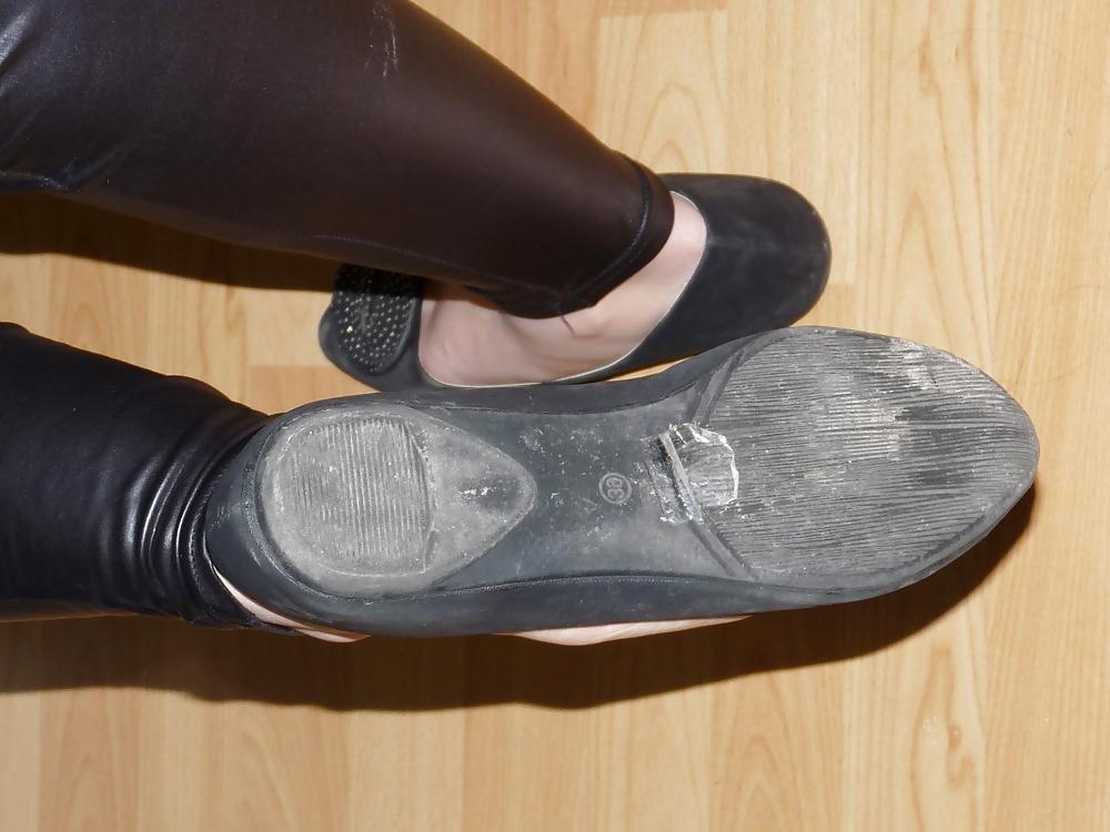25P Wifes sexy black leather ballerina ballet flats shoes 2