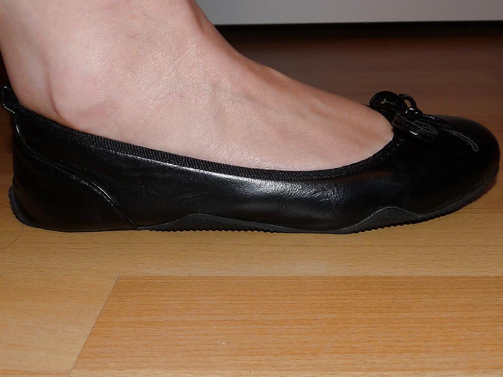25P Wifes sexy black leather ballerina ballet flats shoes 2