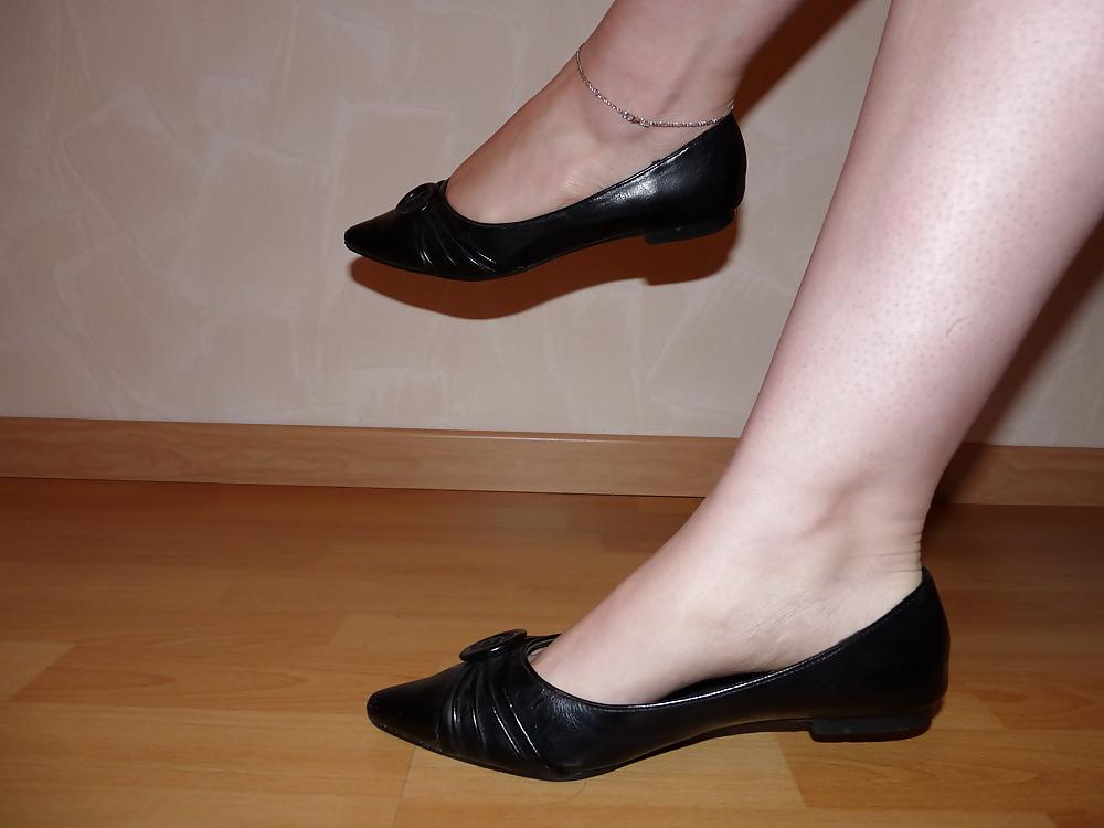 25P Wifes sexy black leather ballerina ballet flats shoes 2