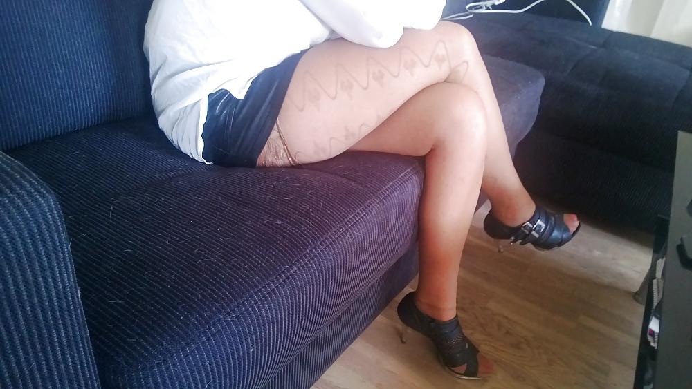 9P One day in sexy tan stockings