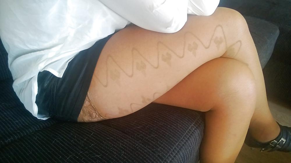 9P One day in sexy tan stockings