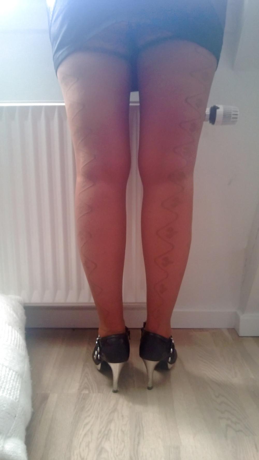 9P One day in sexy tan stockings