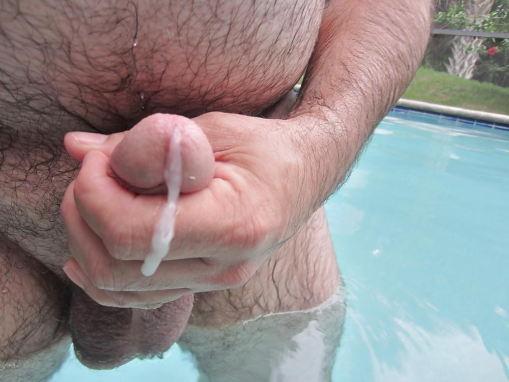 11P Stroking my cock in the pool