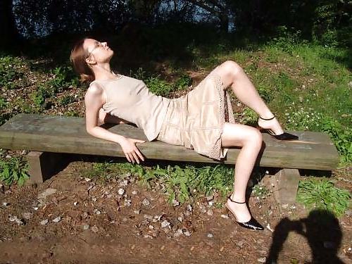 12P Shy student posing outdoor - N. C. 