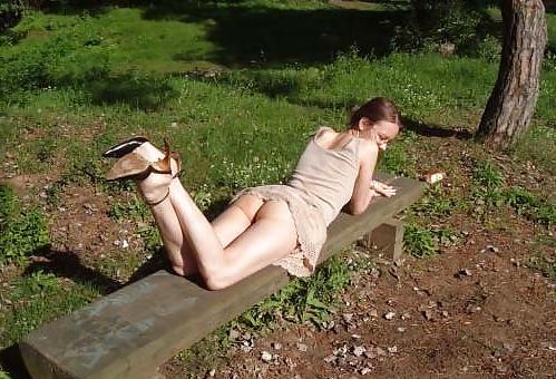12P Shy student posing outdoor - N. C. 