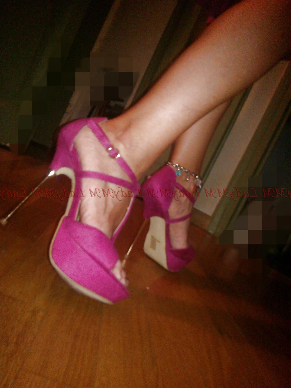 10P LadyMM Italian Milf slutty pink high hells walk outside