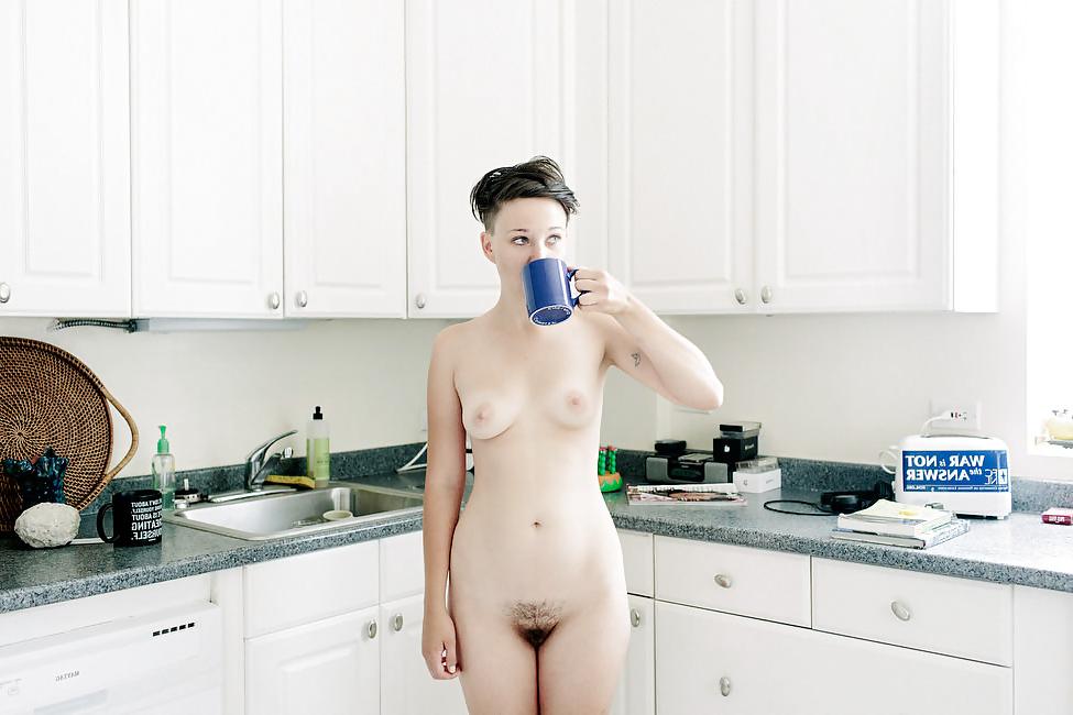 22P Naked Women Drinking Coffee 